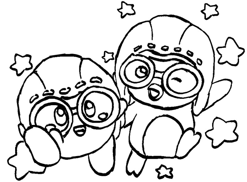 Dibujo para colorear Pororo y Kirby