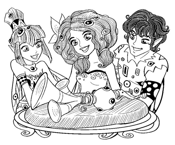 Coloring page Mia, Mo, Yuko