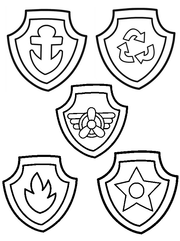 Coloriage Badges de la Pat' Patrouille - Pat Patrouille
