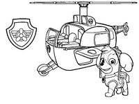 Coloring page Skye, her helicopter and badge
