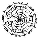 Online coloring page Pumpkins in a spider web