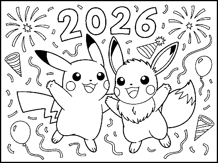 オンラインぬり絵 ポケモン - 2026年明けましておめでとう