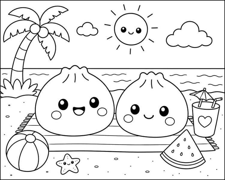 Online kleuren - Squishy Dumpling - Zomer