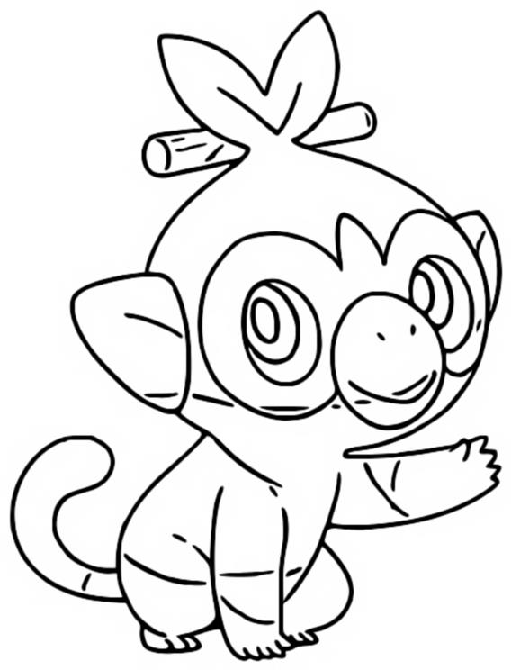 Coloring Pages Pokemon Grookey.
