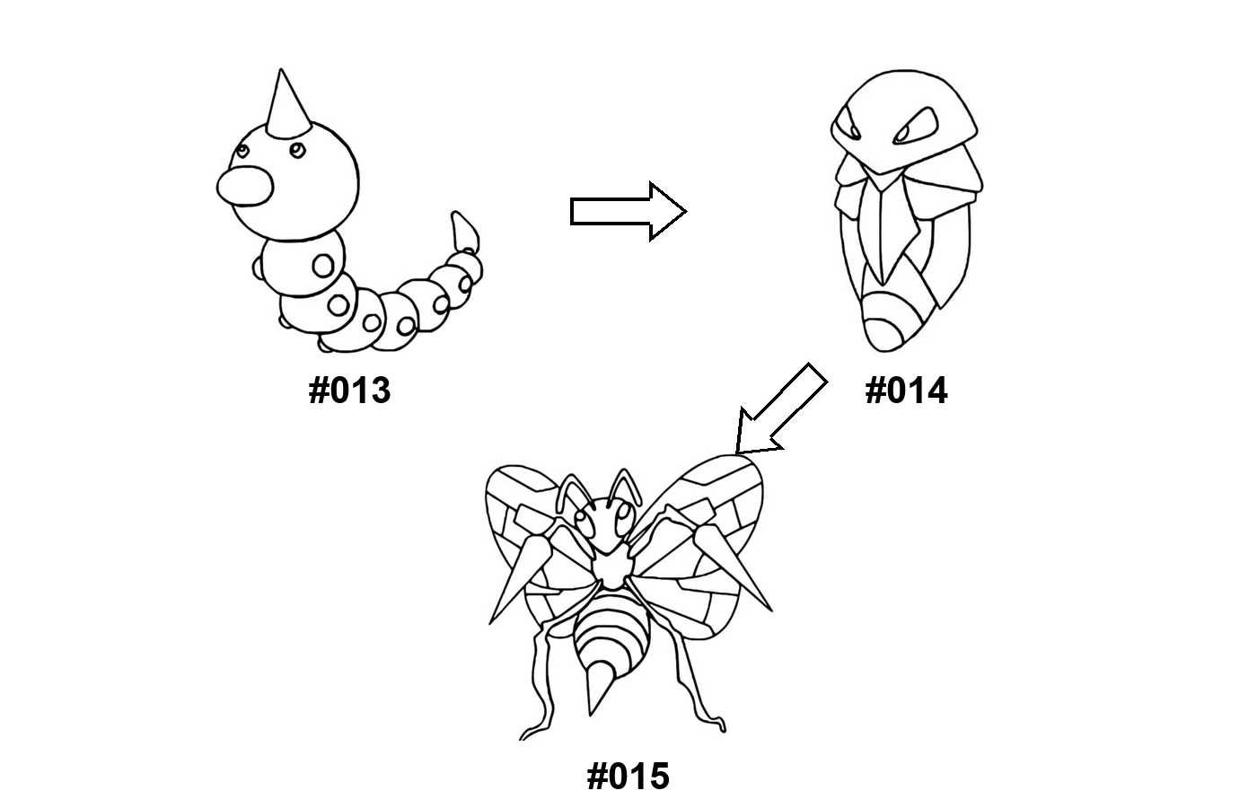 Desenho da evolução Pokémon Weedle para colorir