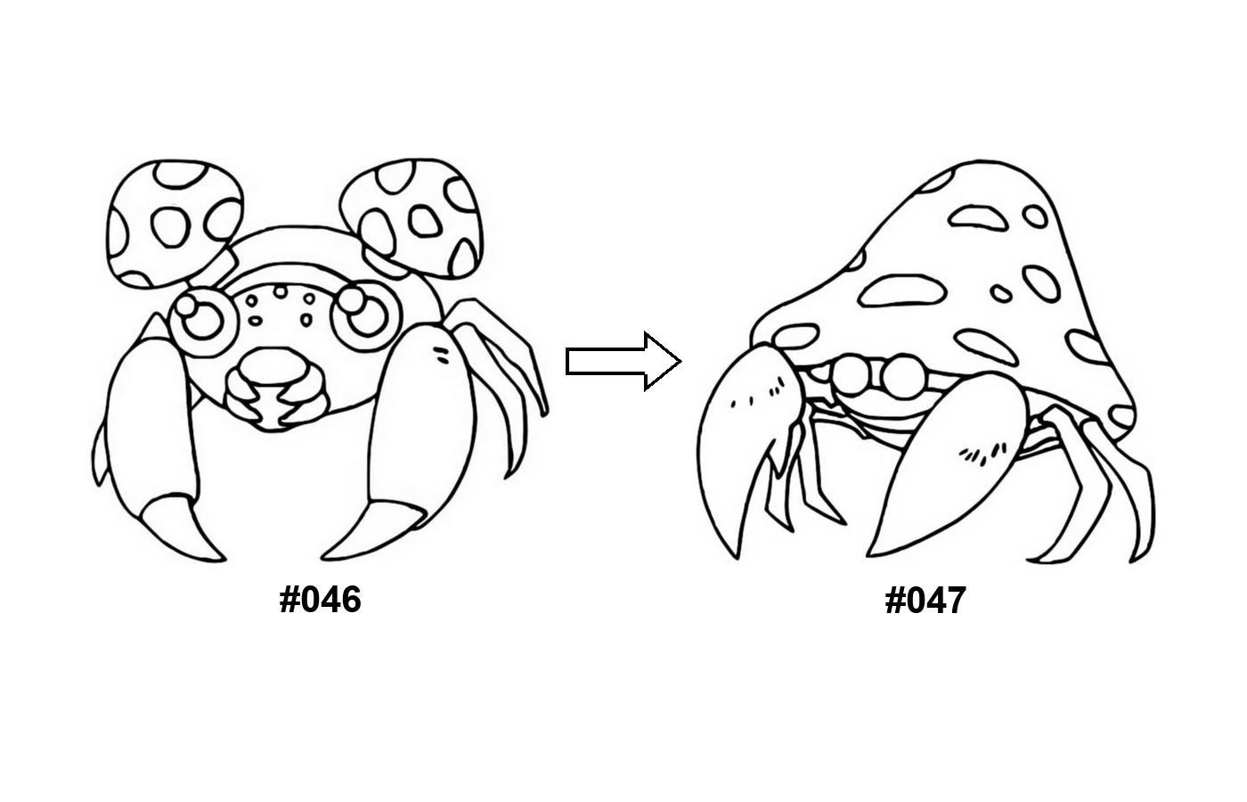 Pokémon evolution coloring page Paras