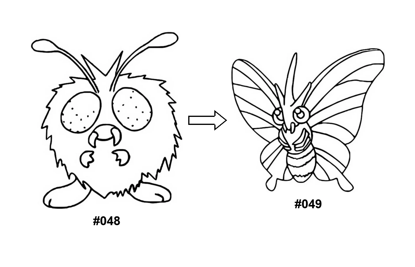 Pokémon evolution coloring page Venonat