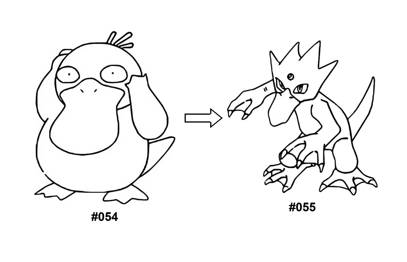 Pokémon evolution coloring page Psyduck