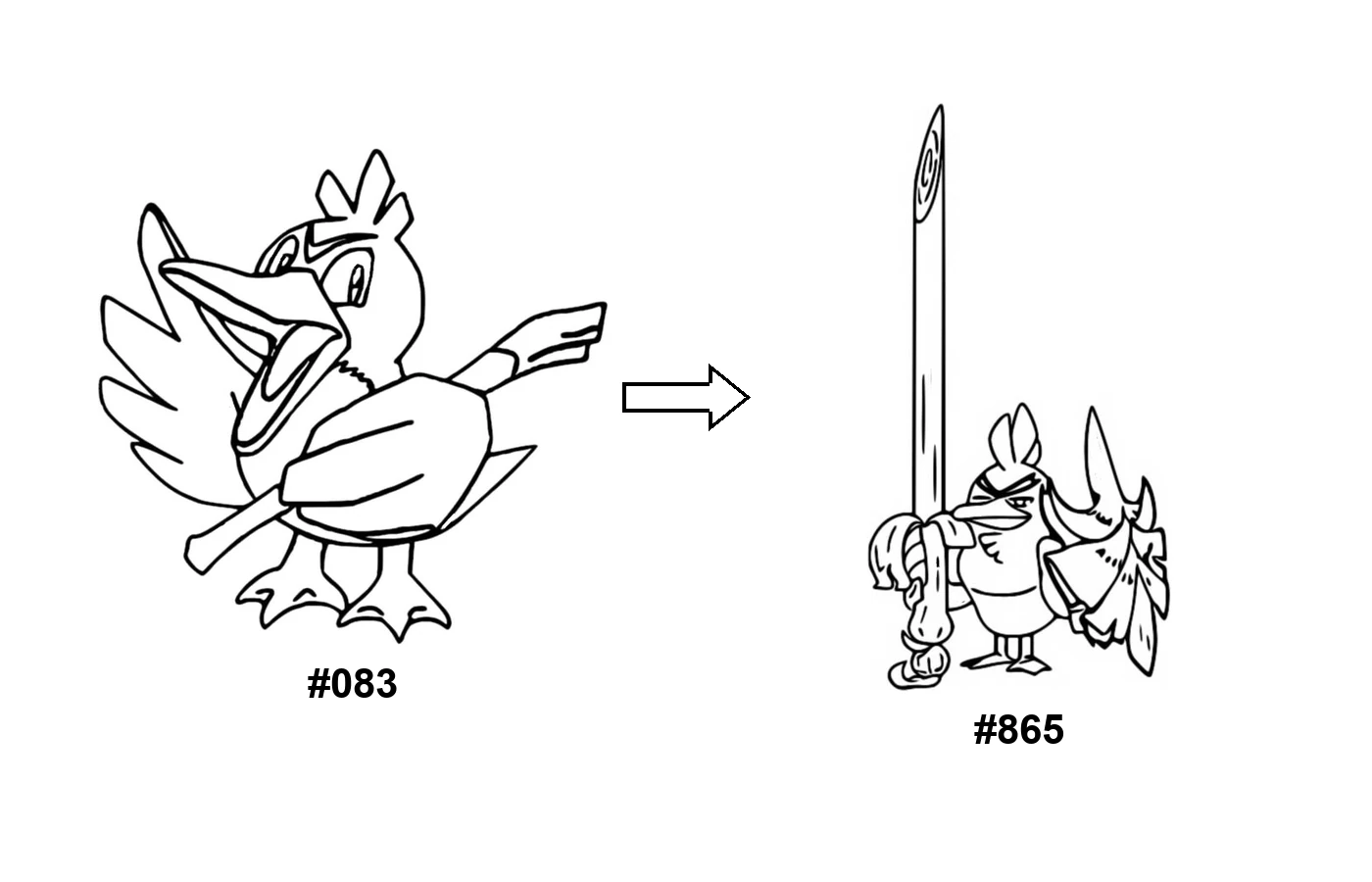 Pokémon evolution coloring page Farfetch'd