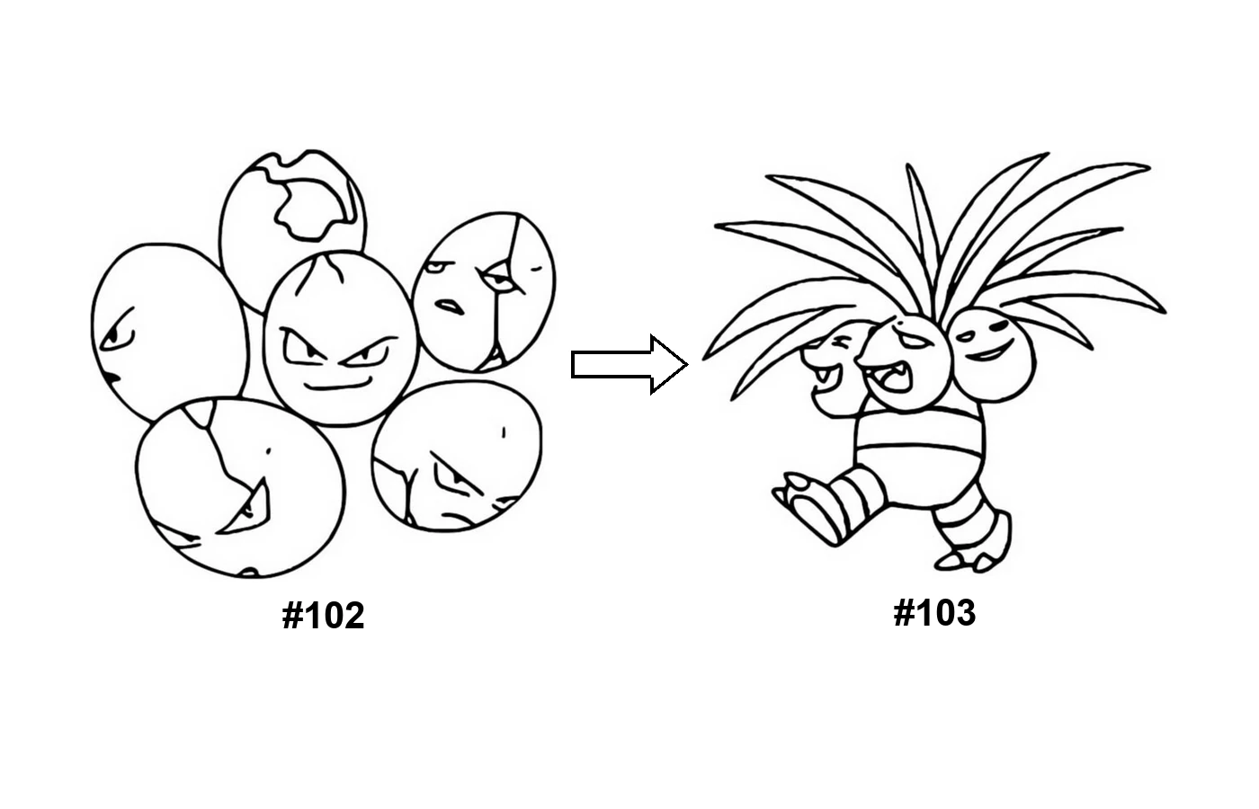 Pokémon evolution coloring page Exeggcute