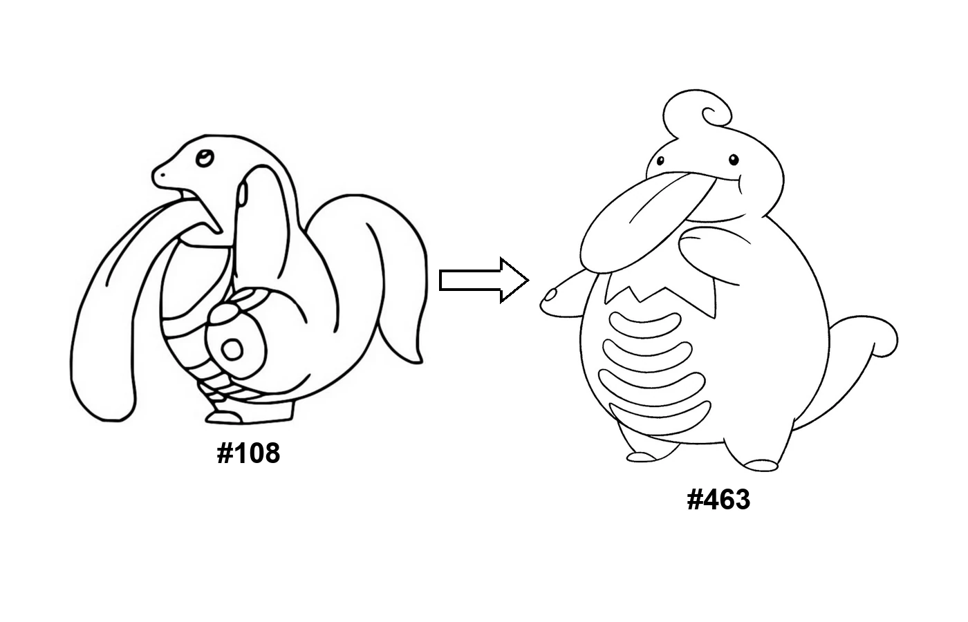 Pokémon evolution coloring page Lickitung