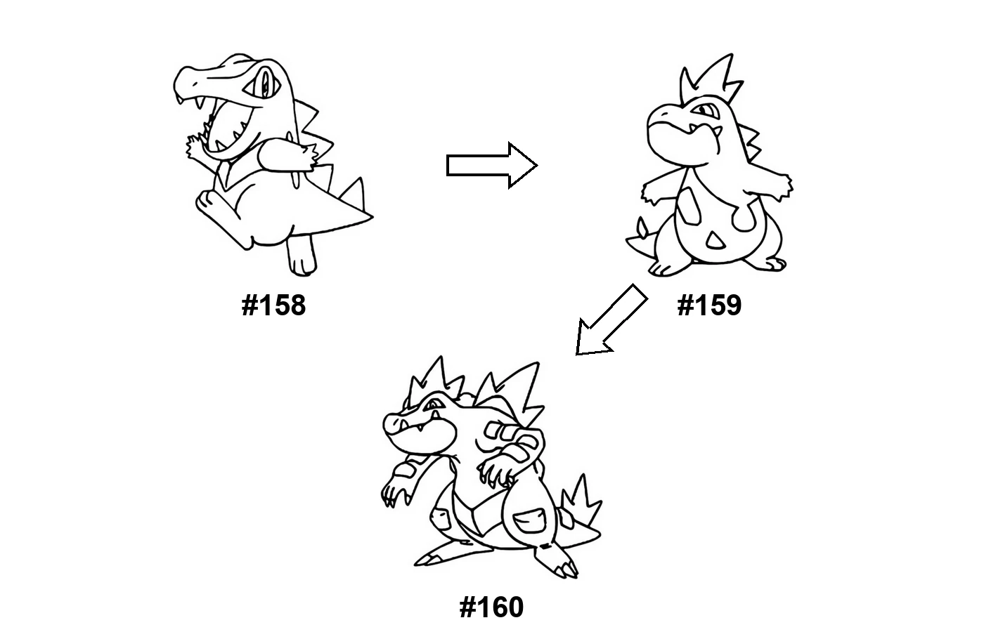 Pokémon evolution coloring page Totodile