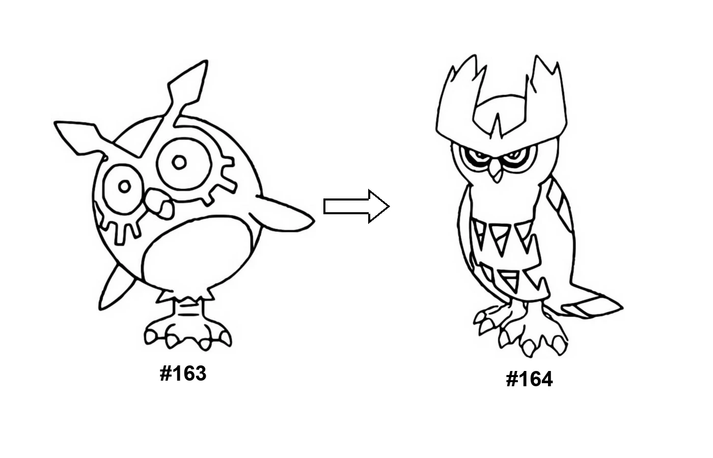 Pokémon evolution coloring page Hoothoot