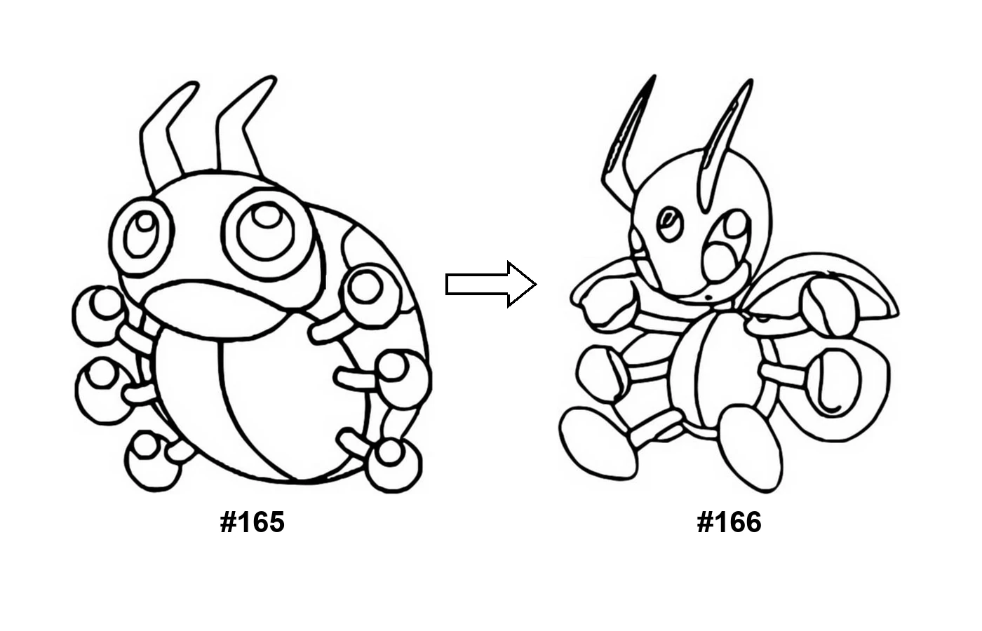 Pokémon evolution coloring page Ledyba