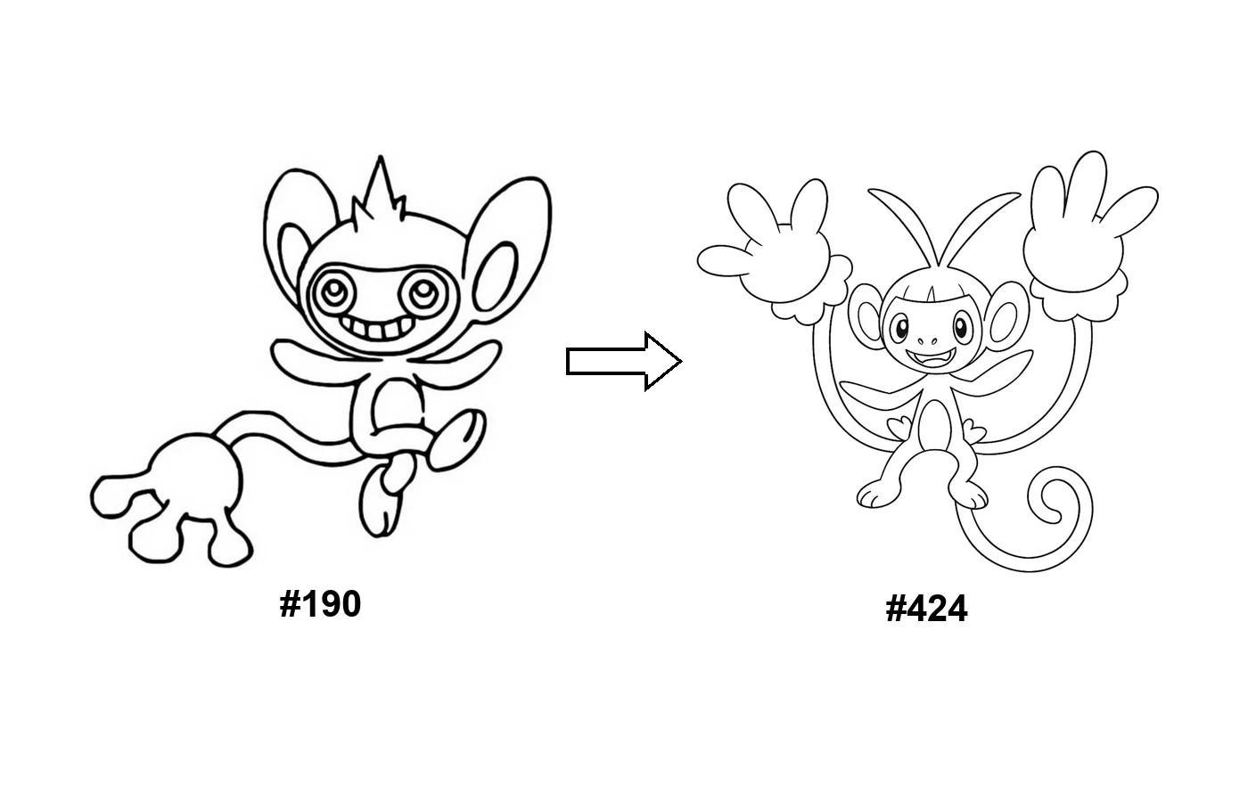 Pokémon evolution coloring page Aipom