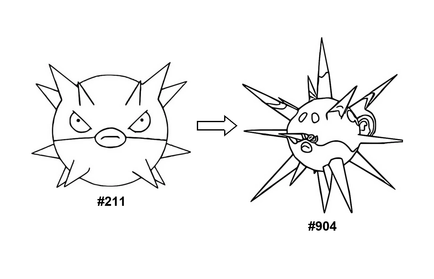 Pokémon evolution coloring page Qwilfish