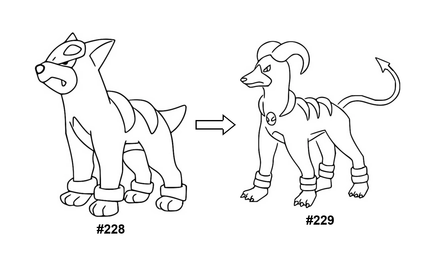 Pokémon evolution coloring page Houndour