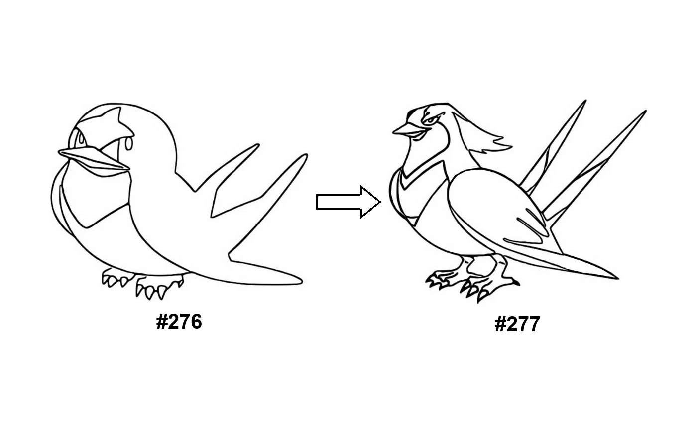 Pokémon evolution coloring page Taillow