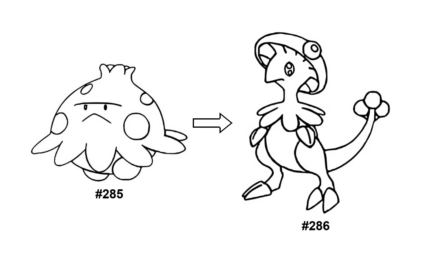 Pokémon evolution coloring page Shroomish