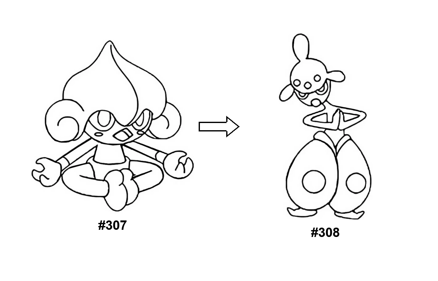 Pokémon evolution coloring page: Meditite, Medicham
