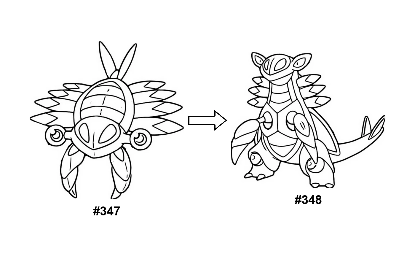 Pokémon evolution coloring page Anorith