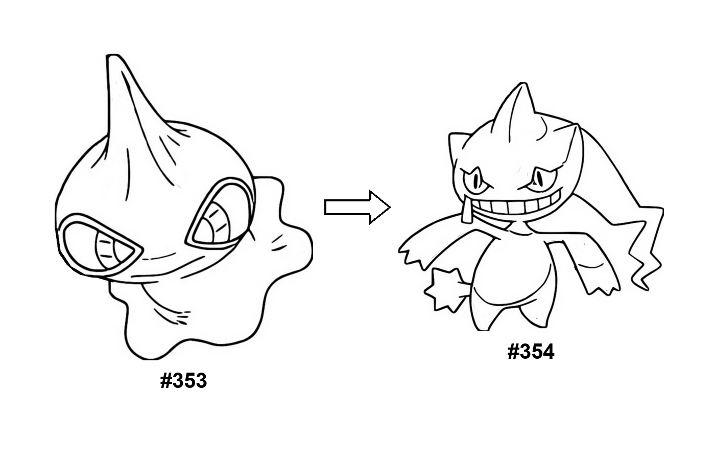 Pokémon evolution coloring page Shuppet
