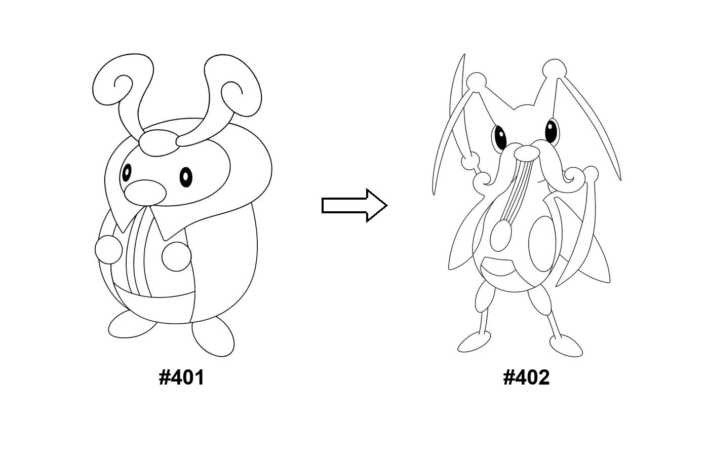 Pokémon evolution coloring page Kricketot