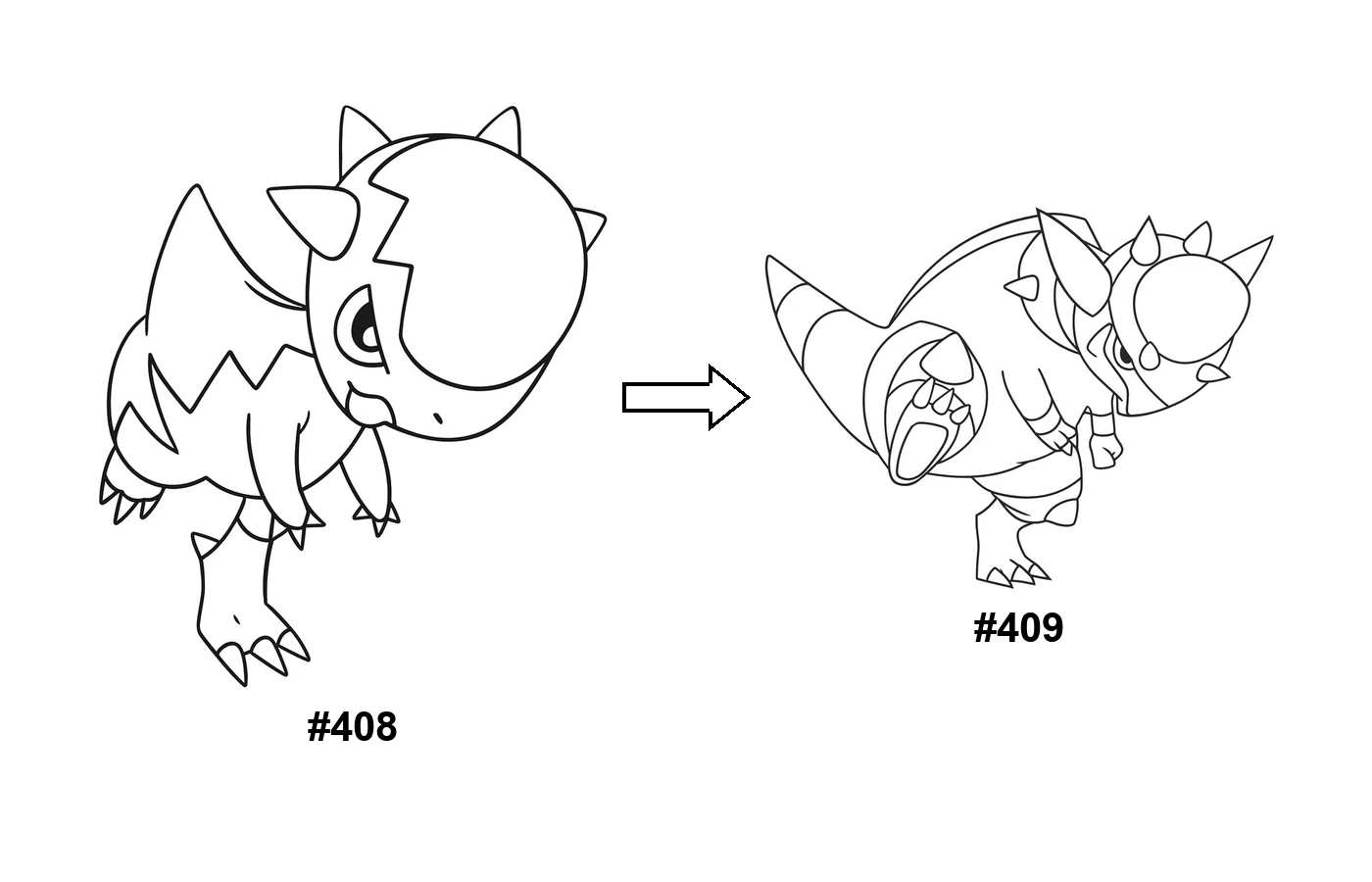 Pokémon evolution coloring page Cranidos