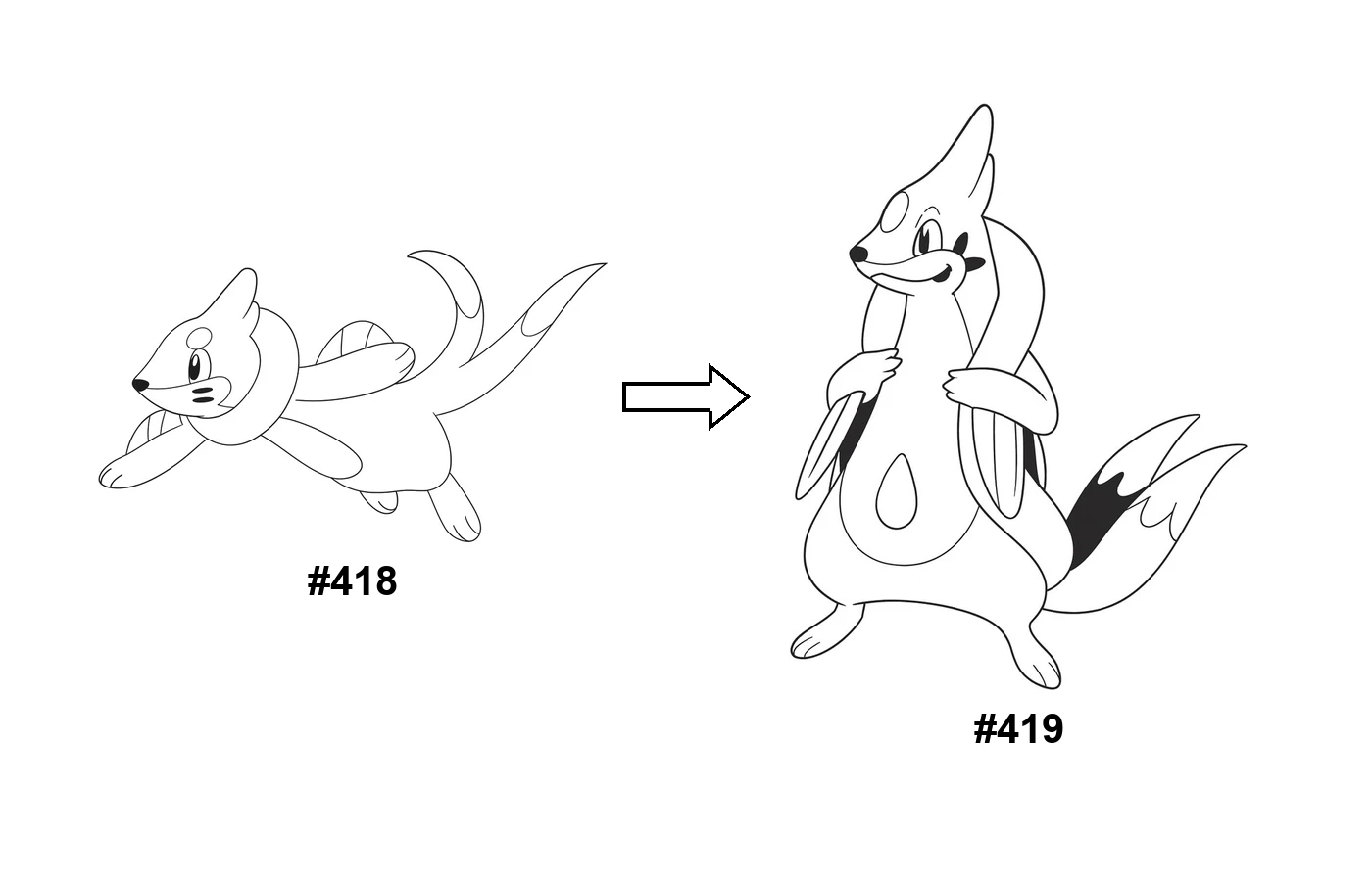 Pokémon evolution coloring page: Buizel, Floatzel