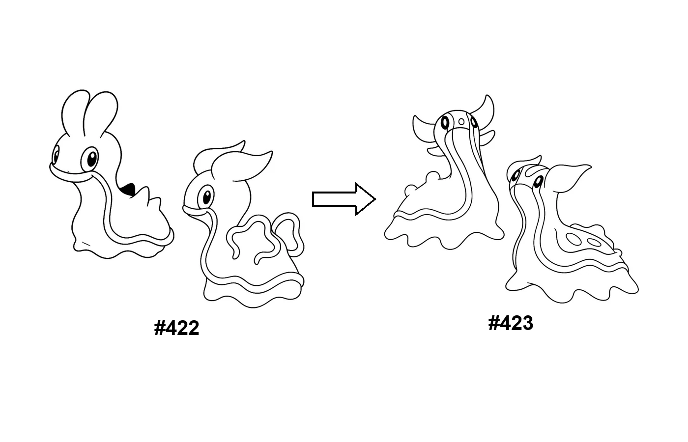 Pokémon evolution coloring page Shellos