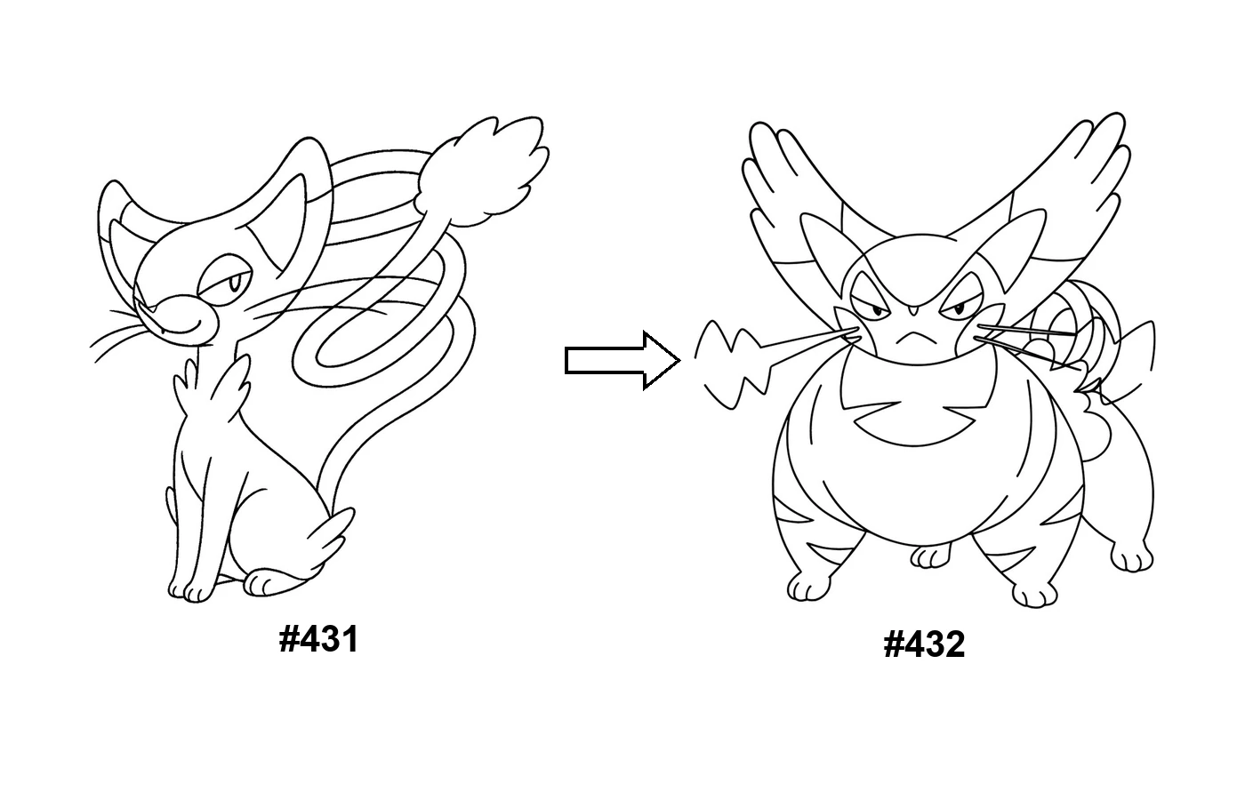 Pokémon evolution coloring page Glameow