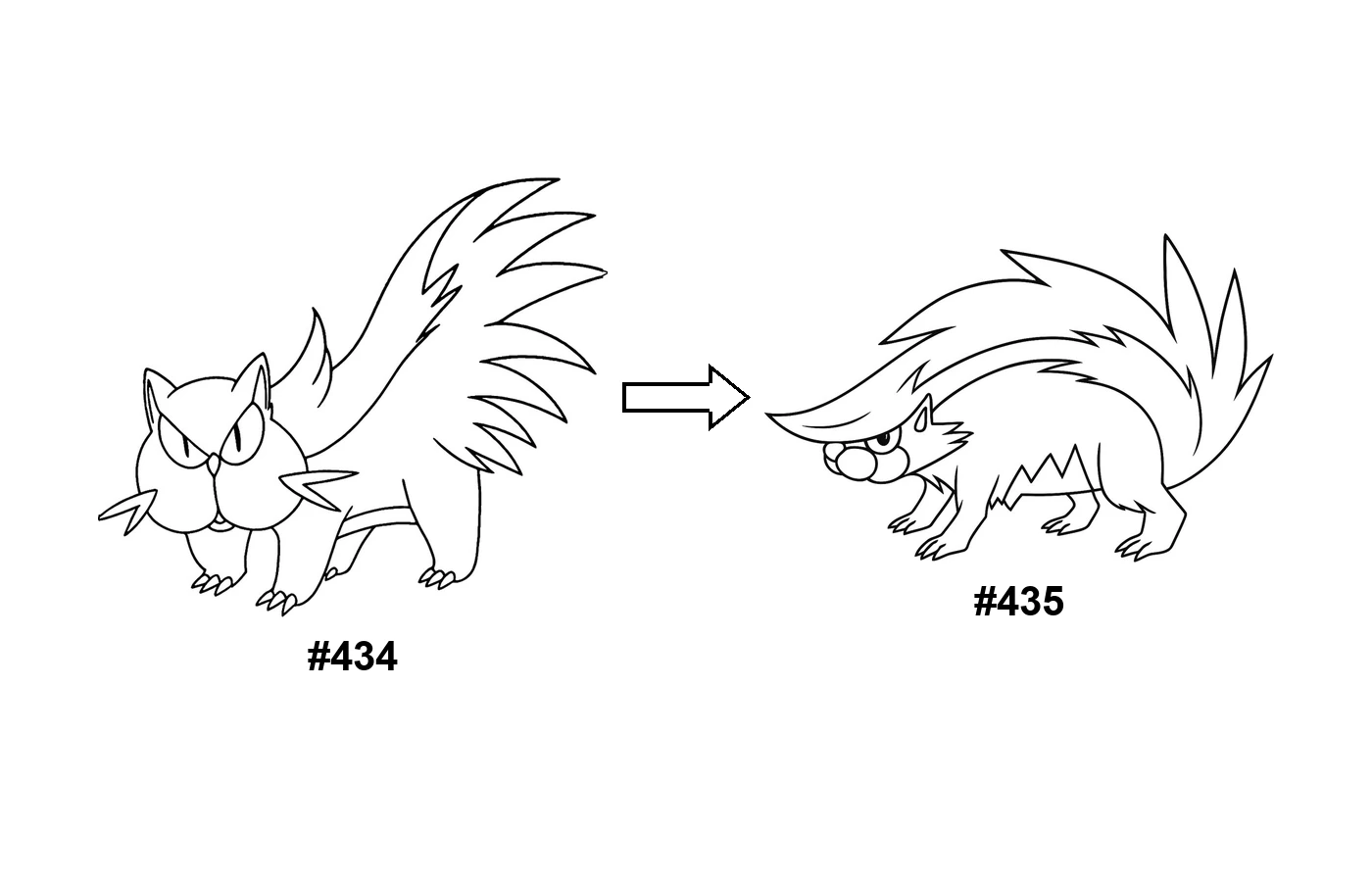 Pokémon evolution coloring page: Stunky, Skuntank