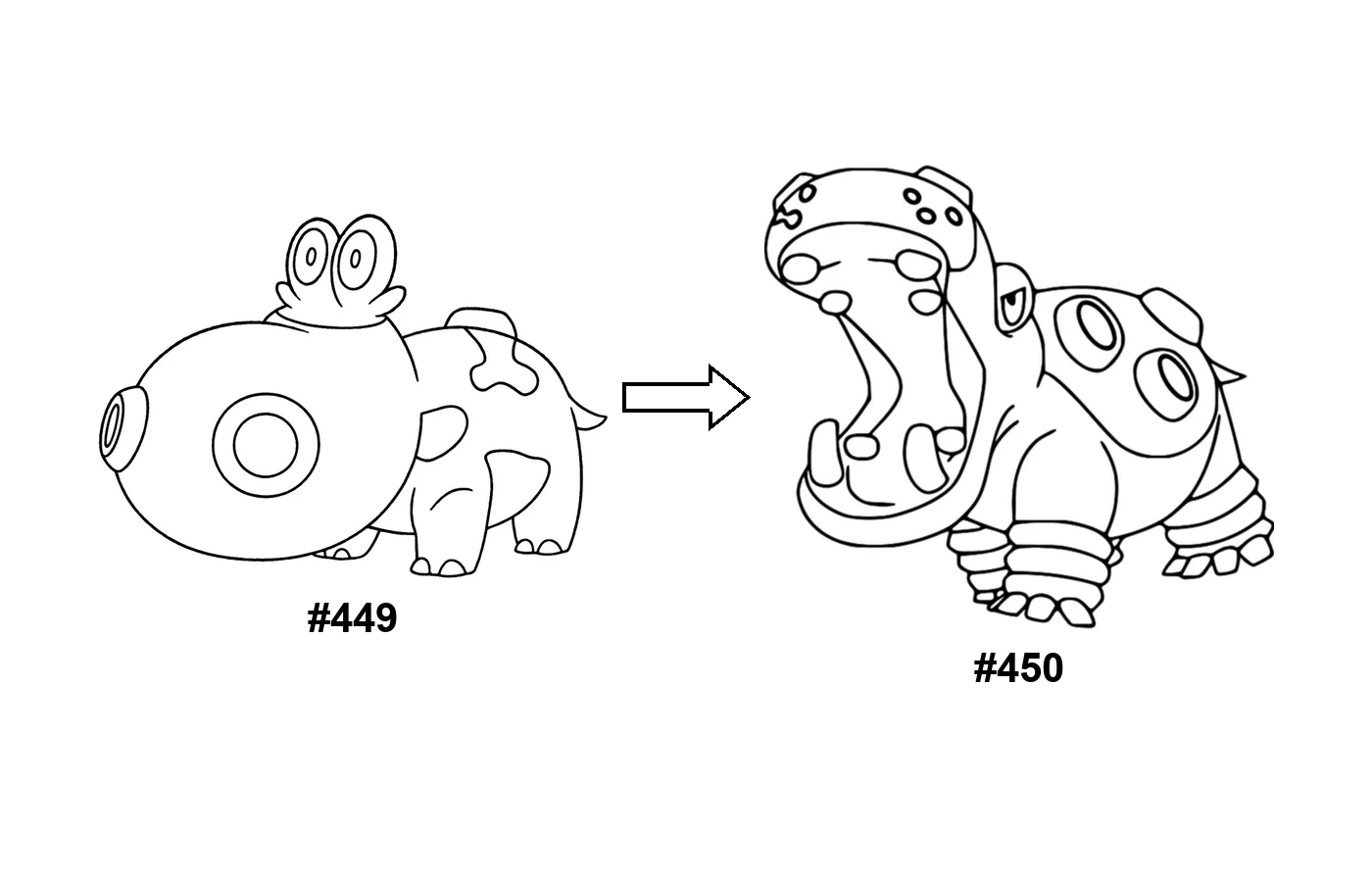 Pokémon evolution coloring page Hippopotas