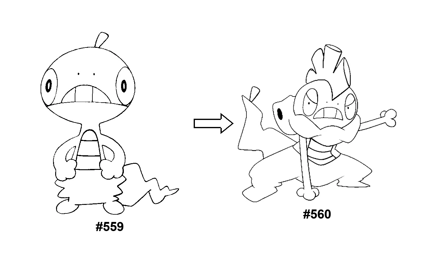 Pokémon evolution coloring page Scraggy