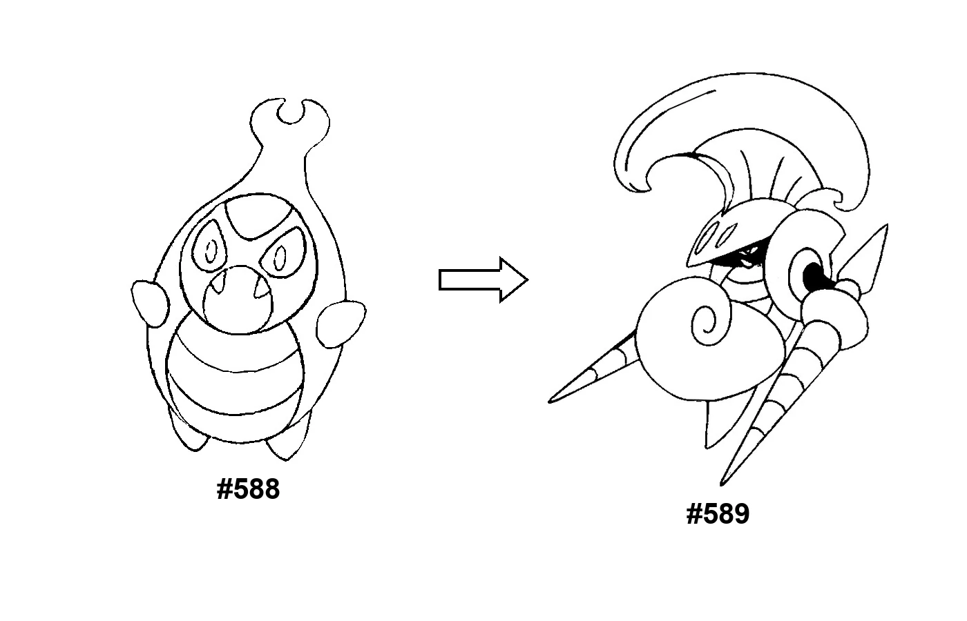 Pokémon evolution coloring page Karrablast