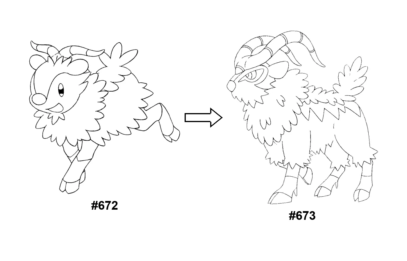 Pokémon evolution coloring page: Skiddo, Gogoat