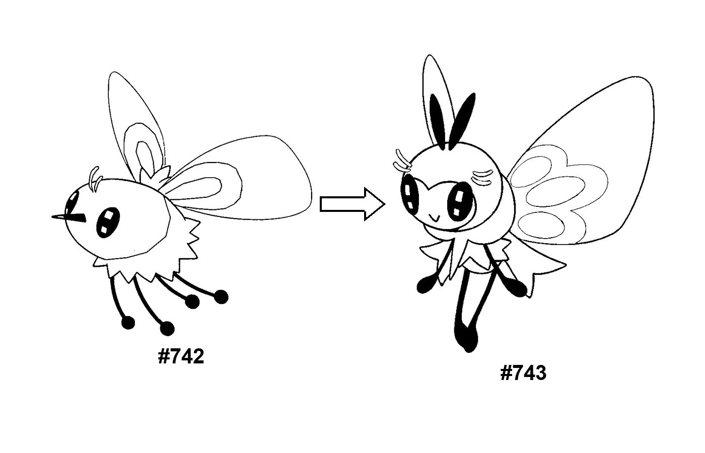 Pokémon evolution coloring page Cutiefly