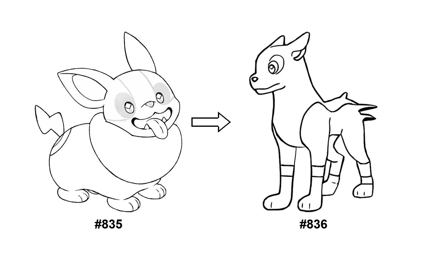Pokémon evolution coloring page Yamper