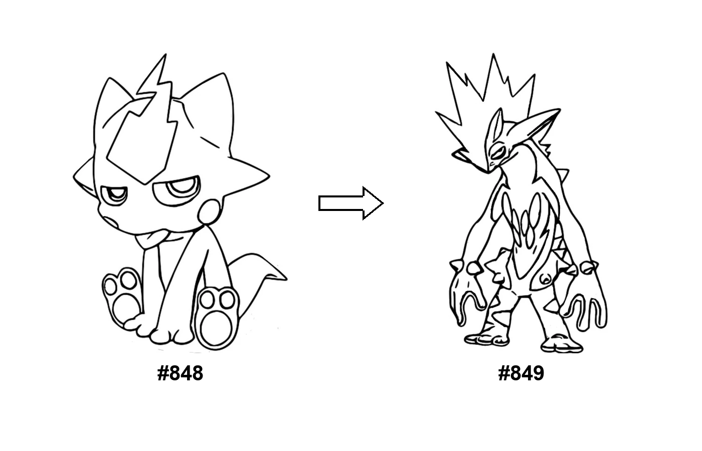 Pokémon evolution coloring page: Toxel, Toxtricity