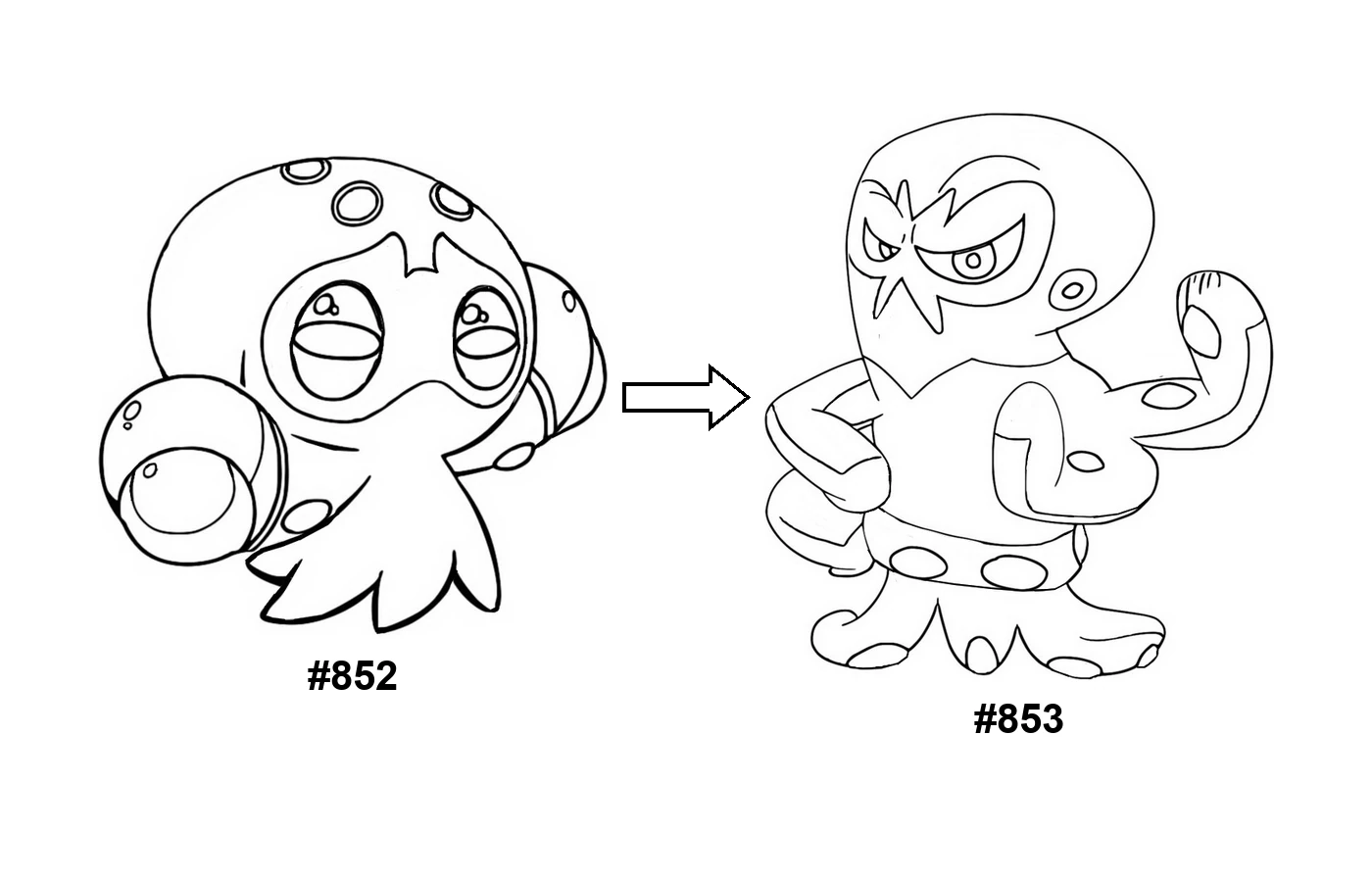 Pokémon evolution coloring page Clobbopus