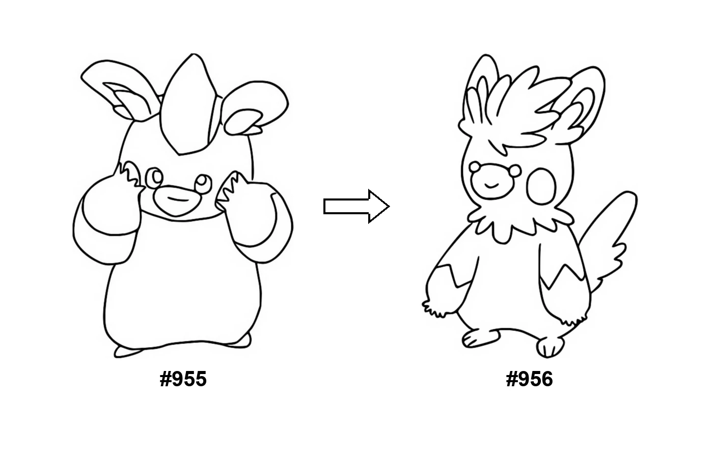 Pokémon evolution coloring page: Pawmo, Pawmot