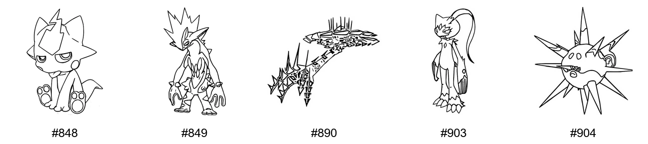 Pokémon Poison Coloring Pages - Generation 8 - Toxel, Toxtricity, Eternatus, Sneasler